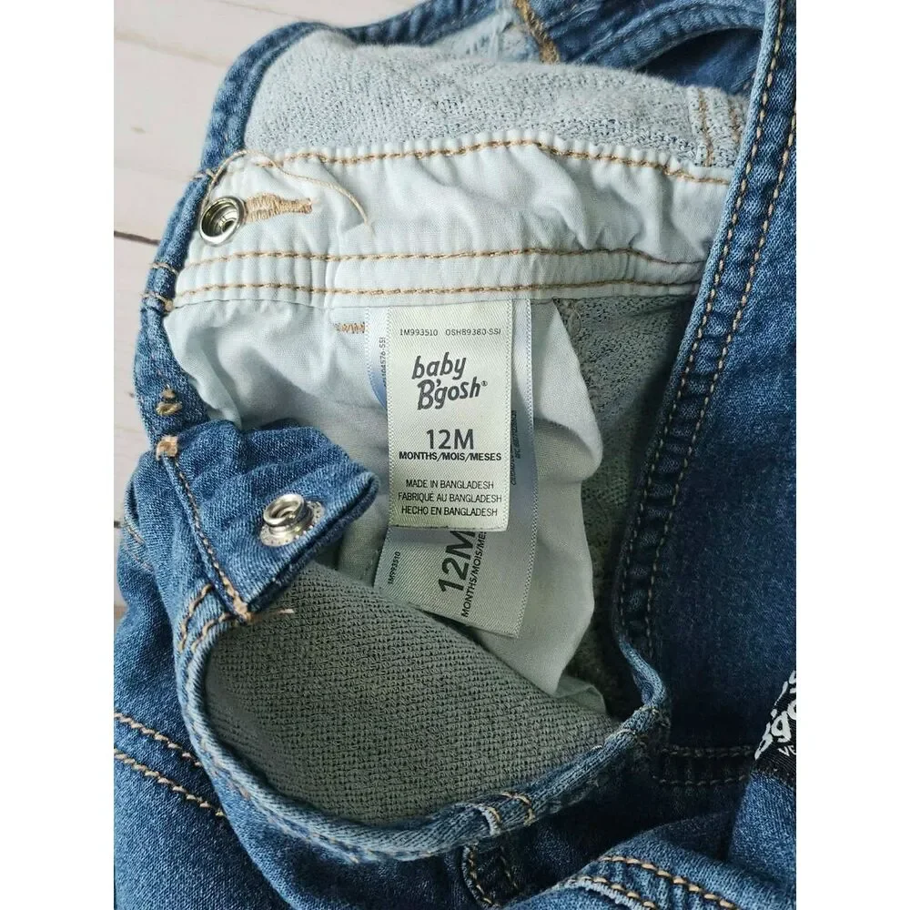 Baby B'gosh 12M Denim Overalls Blue Jean Bib Overall Pants Cotton Blend